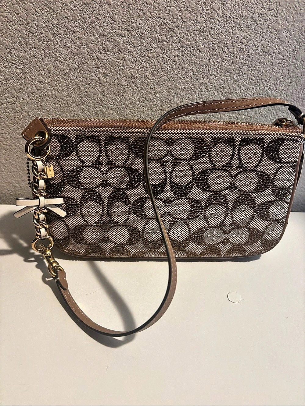 Coach crystal plaza with coach strap extender NWT